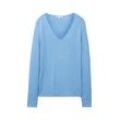 TOM TAILOR Damen Pullover mit V-Ausschnitt, blau, Meliert, Gr. XL