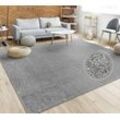 Teppich PACO HOME "Porto 890", grau (anthrazit), B:200cm H:13mm L:280cm, Obermaterial: 100% Polypropylen, Teppiche, Kurzflor, Uni-Farben, ideal im Wohnzimmer & Schlafzimmer