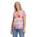 Kurzarmshirt BETTY BARCLAY "Betty Barclay Blusenshirt mit Aufdruck", Damen, Gr. 36, rosa (rose, cream), Obermaterial: 65% Viskose, 30% Polyester metallisiert, 5% Elasthan., casual, loose fit normal, U-Boot-Ausschnitt, Kurzarm, Shirts, Materialmix