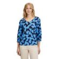 Schlupfbluse BETTY & CO "Betty & Co Schlupfbluse mit Print" Gr. 36, blau (dunkelblau, blau), Damen, Obermaterial: 100% Baumwolle., Blusen