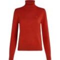 Strickpullover TOMMY HILFIGER "CO JERSEY STITCH ROLL-NK SWT" Gr. XXL (44), rot (schwarz magma) Damen Pullover mit Rollkragen