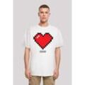 T-Shirt F4NT4STIC "Pixel Herz Good Vibes Happy People", Herren, Gr. L, weiß, Obermaterial: 100% Baumwolle, casual, oversize, Rundhals, Kurzarm ohne Bündchen, Shirts, Print