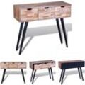 Konsolentisch mit 3 Schubladen Altholz Teak - Beistelltische - Braun - The Living Store