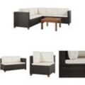 The Living Store - 4-tlg. Garten-Lounge-Set mit Kissen Poly-Rattan Braun - Gartenmöbel-Sets - Braun