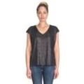 T-Shirt LE TEMPS DES CERISES "PAULA" Gr. L, schwarz Damen Shirts mit V-Ausschnitt