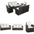 The Living Store - 5-tlg. Garten-Lounge-Set mit Auflagen Poly Rattan Braun - Gartenmöbel-Sets - Braun