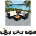 4-tlg. Garten-Lounge-Set mit Auflagen Poly Rattan Schwarz - Gartenmöbel-Sets - Schwarz - The Living Store