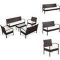 Gartenmöbel-Sets - Living 5-tlg. Garten-Lounge-Set mit Auflagen Poly Rattan Braun - Braun