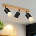 Led Deckenleuchte Deckenstrahler 3 Flammig - Deckenlampe GU10 Holz Schwarz 355° Schwenkbar Küchenlampe Vintage Deckenspots Industrial für Flur Küche