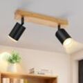 GBLY LED Deckenleuchte Deckenstrahler 2 Flammig - Deckenlampe GU10 Holz Schwarz 355° Schwenkbar Küchenlampe Vintage Deckenspots Industrial für Flur