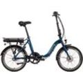 E-Bike SAXONETTE "Compact plus S" E-Bikes Gr. 42cm, 20 Zoll (50,80cm), blau (nachtblau) Pedelec, Elektrofahrrad für Damen u. Herren