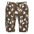 Stoffhose URBAN CLASSICS "Urban Classics Herren Geometric Camo Stretch Twill Cargo Shorts" Gr. 30, Normalgrößen, grün (woodcamo) Herren Hosen