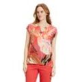 Kurzarmshirt BETTY BARCLAY "Betty Barclay Casual-Shirt mit Ringel" Gr. 36, rot (rot, beige) Damen Shirts Materialmix