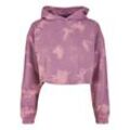 Kapuzenpullover URBAN CLASSICS "Urban Classics Damen Ladies Oversized Short Bleached Hoody" Gr. 5XL, lila (duskviolet) Damen Pullover Hoodie Sweatshirt