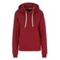 Hoodie BOSS "CP Stripe_Hoodie" Gr. M, rot (dunkelrot 601), Damen, Sweatware, Obermaterial: 48% Baumwolle, 48% Lyocell, 4% Polyamid, unifarben, Sweatshirts, mit kontrastfarbener Kordel