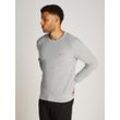 Rundhalspullover TOMMY HILFIGER "REFINED STRUCTURE CREW NK", Herren, Gr. XXL, grau (light grau heather), Strick, Obermaterial: 100% Baumwolle, casual, Rundhals, Langarm Rippbündchen, Pullover, mit feiner Struktur