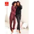 Pyjama VIVANCE DREAMS Gr. 32/34, rot (bordeaux, schwarz) Damen, Homewear-Sets mit Sternenmuster