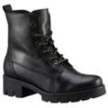 Schnürstiefelette GABOR Gr. 40, schwarz (schwarz glitzersenkel), Damen, Kalbsleder, Schuhe, Blockabsatz, Plateau, Schnürboots mit Best Fitting Komfort