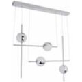 Led Pendelleuchte Wohnzimmerlampe Kugel Hängeleuchte opal Chrom Innenleuchte modern, 32 Watt 2200lm 3000k, LxH 83 x 120 cm