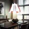 Pendellampe Pendelleuchte Hängelampe Esszimmerleuchte Wohnzimmerlampe, Metall Folien orange weiß, led 10W 806Lm warmweiß, DxH 43,5x110cm