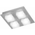 Deckenleuchte led 4 Flammig Wohnzimmerlampe Decke Modern Deckenlampe Glas weiß, quadratisch, 4x led 3W 240Lm warmweiß, LxBxH 26 x 26 x 6,5 cm