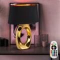 Tisch Leuchte gold Wohn Zimmer Lese Lampe Textil fernbedienung im Set inkl. rgb led Leuchtmittel