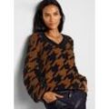 Strickpullover INSPIRATIONEN "Woll-Mix-Pullover" Gr. 36, braun (cognac, schwarz, gemustert) Damen Pullover