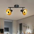 Etc-shop - Deckenleuchte Spotleuchte Spotleiste Deckenlampe Wohnzimmer, Spots beweglich, Metall schwarz goldfarbig, 2x led 4 Watt 280 Lumen warmweiß,