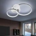 Deckenleuchte led Ring dimmbar Deckenlampe Ringe silber dimmbare Deckenleuchte Wohnzimmer, 3 Stufen, Metall, 32,5W 2100Lm warmweiß, LxBxH 54x38x9 cm