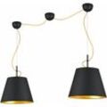 Pendel Decken Leuchte schwarz-gold Design Hänge Lampe Schlaf Ess Zimmer Beleuchtung im Set inkl. led Leuchtmittel