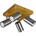 Decken Strahler Holz Lampe braun Wohn Ess Zimmer Beleuchtung Design Spot Leuchte schwenkbar im Set inkl. LED Leuchtmittel