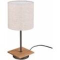 Schreib Tisch Lampe Holz Wohn Ess Schlaf Arbeits Zimmer Stoff Schirm Leuchte Nacht Licht im Set inkl. led Leuchtmittel