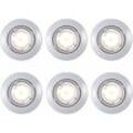 Einbaustrahler Deckenspot Deckenleuchte Lampe Einbauleuchte, Wohnzimmer Metall weiß, 1x led 3W 200Lm 2700K, DxH 9x8,7 cm, 6er Set