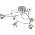 Deckenleuchte Deckenlampe Wohnzimmerleuchte Designlampe, 6-flammig, geschwungen, Metall, silber, led 4,5W 320lm 3000K warmweiß, LxBxH 56,5x53,5x28 cm