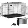 Hundekäfig Klappbar, Hundebox Auto mit Abdeckung & Bodenschale, 122 cm xxl - Vounot