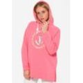 Hoodie ZWILLINGSHERZ ""Strandglück Paillette"" Gr. L/XL, pink, Damen, Obermaterial: 50% Baumwolle, 50% Polyester, Sweatshirts, Oversized mit Anker-Motiv und "Moin"- Schriftzug