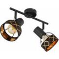 Etc-shop - Deckenlampe Deckenleuchte Spotlampe Deckenstrahler Spotleuchte, Spots beweglich 2 flammig, Metall Textil schwarz gold, 2x E27 Fassungen,