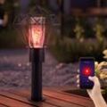 Außenleuchte Stehleuchte Wegelampe Terrassenleuchte Gartenlampe, Edelstahl schwarz Metall, App Steuerung dimmbar cct, Smart rgb led 8,5W 806Lm, l