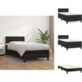 Betten & Bettgestelle - Living Boxspringbett mit Matratze Schwarz 100x200 cm Kunstleder - Schwarz