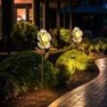 2x led Solar Steck Lampen Blüten Garten Deko Erdspieß Hof Leuchten silber rost