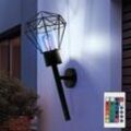 Globo - Außenleuchte Wandleuchte Gartenlampe Fackel schwarz Vintage Wandlampe, Edelstahl, Fernbedienung dimmbar, rgb led 8,5W 806Lm warmweiß, HxBxÜ