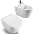 Horow - Toilette und Bidet Set Spülrandlos Hänge Wand wc mit softclose WC-Sitz Randlos Aufgehängte Sanitärarmaturent