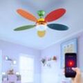 Globo Lighting - Deckenventilator Kinderzimmer Ventilatorlampe bunt Deckenleuchte Lüfter Vor-Rücklauf, Glas, App Steuerung cct, Smart rgb led 4,8W