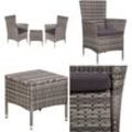 3-tlg. Bistro-Set Poly Rattan Grau - Gartenmöbel - Bistroset - Home & Living - Grau