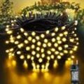 Paryou - Lichterkette Weihnachtsbaum - 10M 100 led Warmweiß Lichterkette Außen Strom mit Timer Speicherfunktion, Grünes Kabel, Wasserdicht 8 Modi