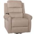 HHG - Fernsehsessel 717, Relaxsessel, Liegefunktion Aufstehhilfe Massage Heizfunktion, Stoff 220g/m² Chenille creme