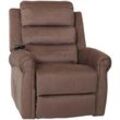 HHG - Fernsehsessel 717, Relaxsessel, Liegefunktion Aufstehhilfe Massage Heizfunktion, Stoff 220g/m² Chenille braun