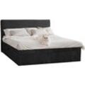 Boxspringbett mit bettkasten und topper TRENTO, ohne Bein stoff Plüsch Cord 200x200 cm Schwarz