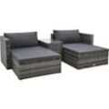 5-tlg. Garten-Lounge-Set mit Auflagen Poly Rattan Grau Vidaxl