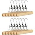 Relaxdays - Hosenspanner Holz, 12er Set Kleiderbügel, 360° drehbarer Haken, Klemmbügel für Hosen, hbt: 17x25x2,3 cm, natur